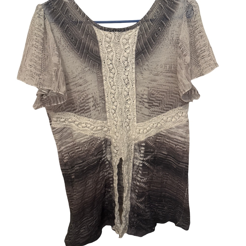 Energe Beige and Brown Patterned Blouse